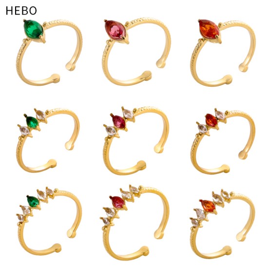 Stainless steel colored zircon open ring