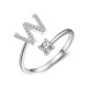 26 English letter inlaid crystal open ring
