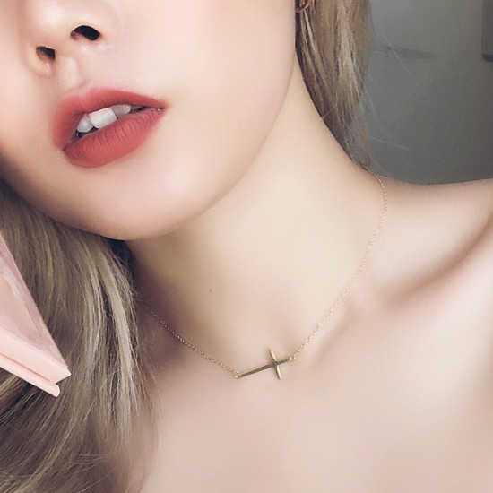 Horizontal Cross Stainless Steel Necklace