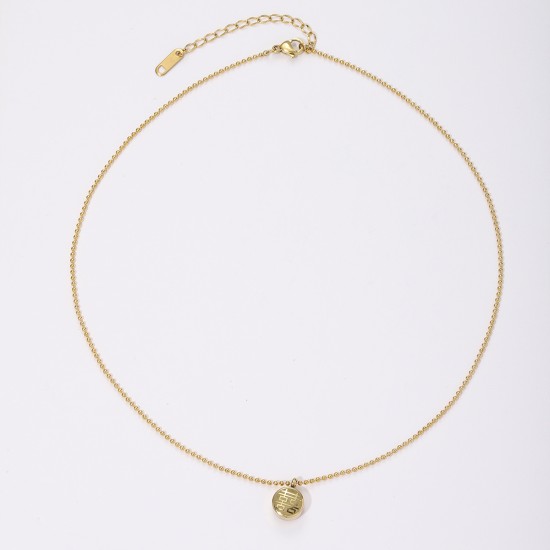 Hollow out stainless steel necklace with auspicious characters