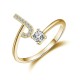 26 English letter inlaid crystal open ring
