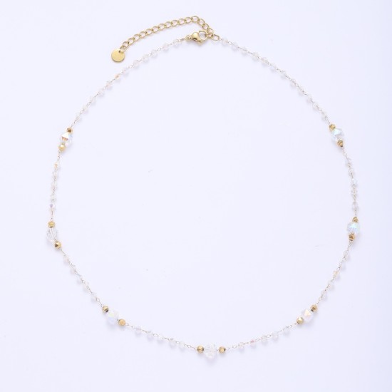 Crystal natural stone stainless steel bead chain