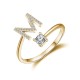 26 English letter inlaid crystal open ring