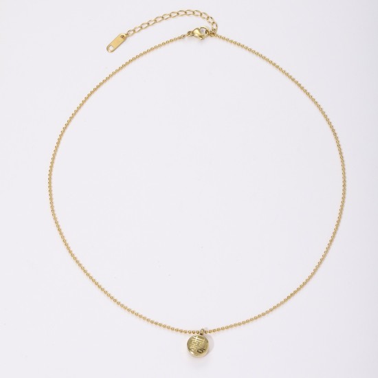 Hollow out stainless steel necklace with auspicious characters