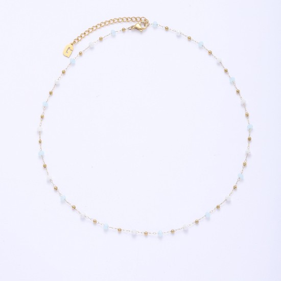 Crystal natural stone stainless steel bead chain