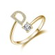 26 English letter inlaid crystal open ring