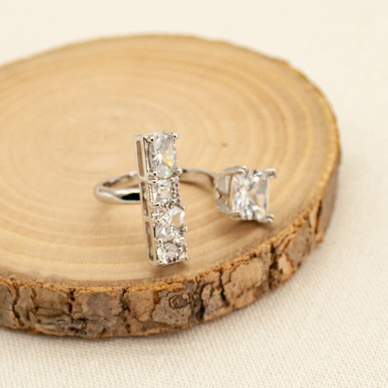 Zircon Stainless Steel Open Ring