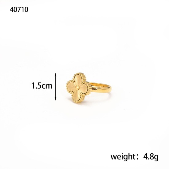  Four leaf clover stainless steel ring