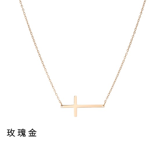Horizontal Cross Stainless Steel Necklace