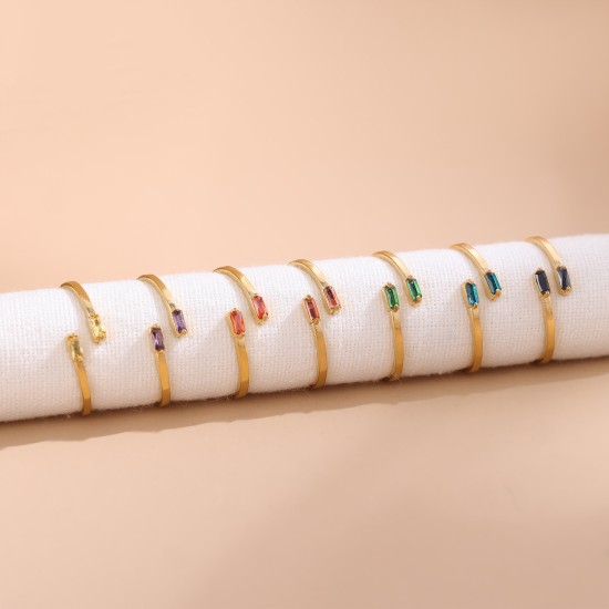 Colored zircon stainless steel ring