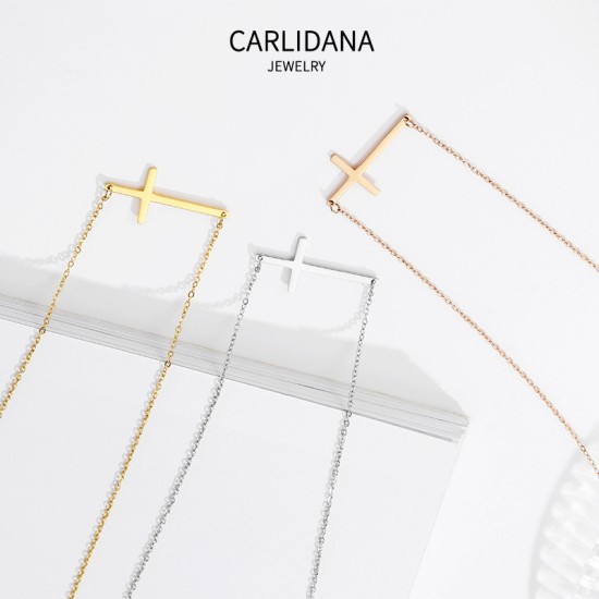 Horizontal Cross Stainless Steel Necklace