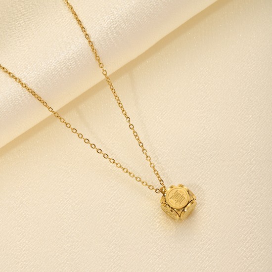 Hollow out stainless steel necklace with auspicious characters