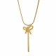 Butterfly knot tassel stainless steel necklace