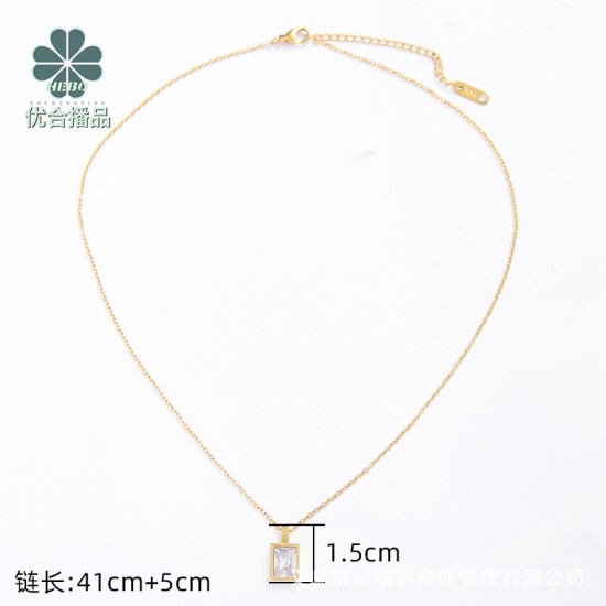 White zircon stainless steel necklace