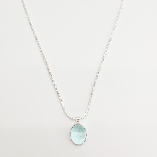 Elliptical Moonstone Stainless Steel Necklace