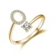 26 English letter inlaid crystal open ring