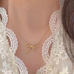  Stainless steel bow necklace