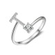 26 English letter inlaid crystal open ring