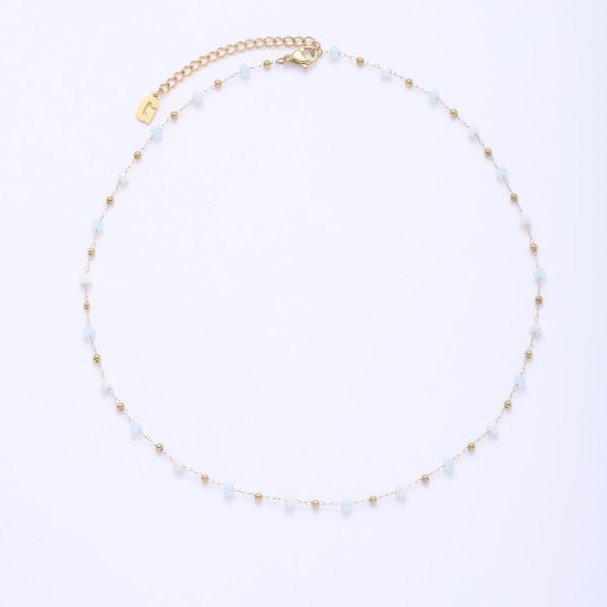 Crystal natural stone stainless steel bead chain
