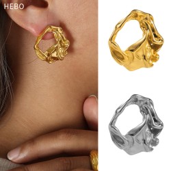 Irregular wrinkled stainless steel earrings