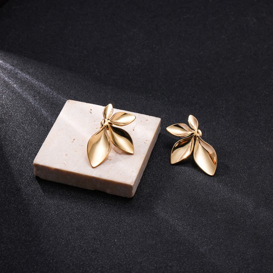Flower Leaf Stainless Steel Earrings