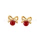 Bow shaped pearl stainless steel earrings