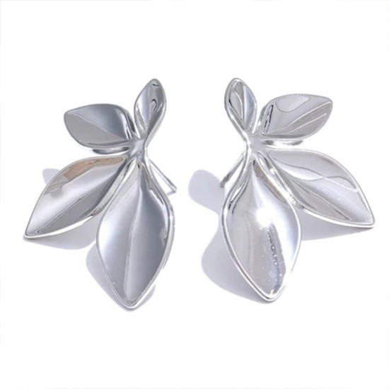 Flower Leaf Stainless Steel Earrings