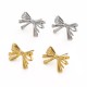 Stainless steel earrings with line pattern bow and tie