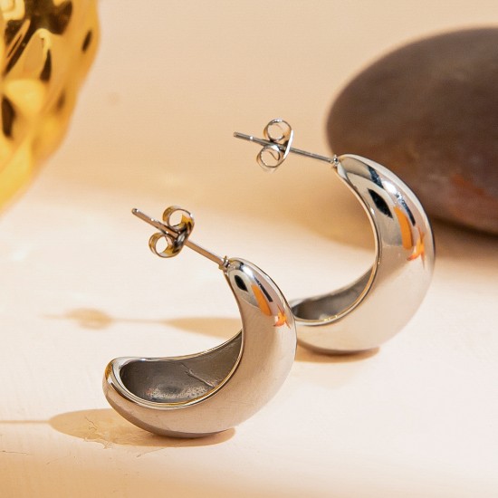 Moon shaped stainless steel earrings
