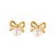 Bow shaped pearl stainless steel earrings