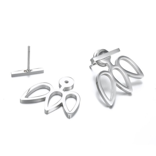 Hollow flower stainless steel earrings