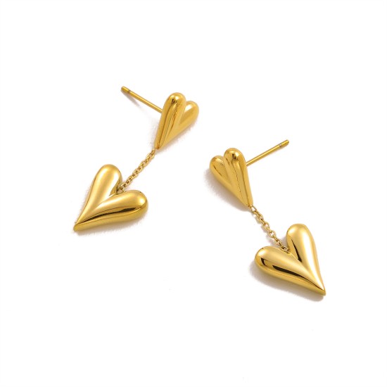 Peach Heart Stainless Steel Pendant Earrings