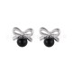 Bow shaped pearl stainless steel earrings