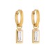Colored diamond block pendant stainless earrings