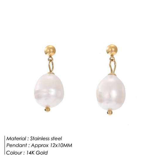 Pearl stainless steel earrings