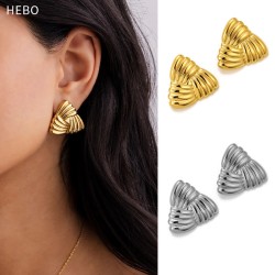 Triangular Irregular Folded Stainless Steel Earrings