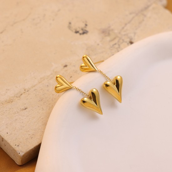 Peach Heart Stainless Steel Pendant Earrings