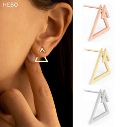 Detachable triangular stainless steel earrings