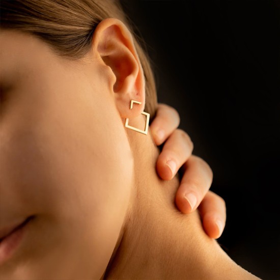 Square shaped stainless steel earrings