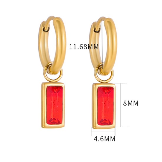 Colored diamond block pendant stainless earrings