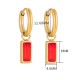 Colored diamond block pendant stainless earrings