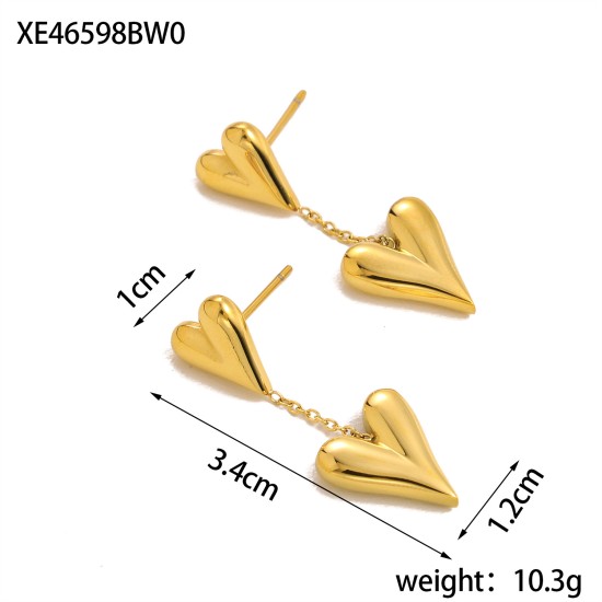 Peach Heart Stainless Steel Pendant Earrings