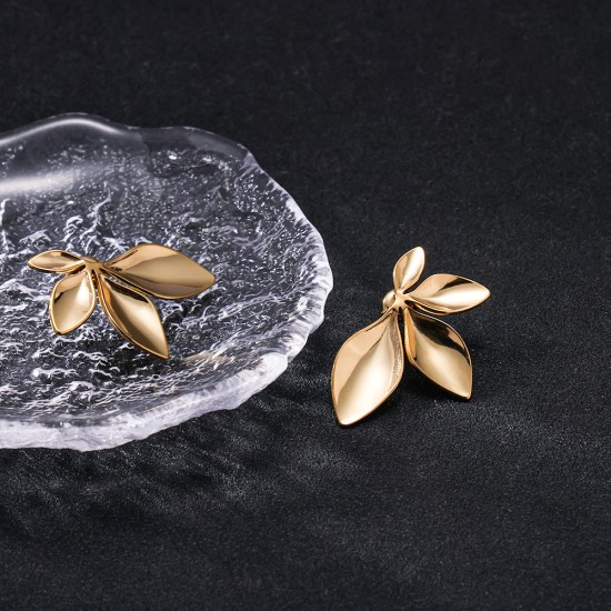 Flower Leaf Stainless Steel Earrings