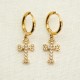 Bead Cross Stainless Steel Earrings