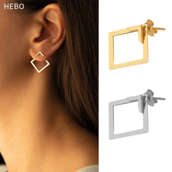 Square shaped stainless steel earrings