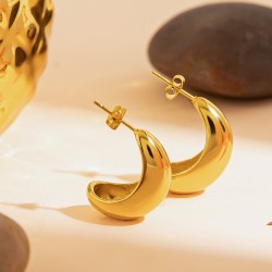 Moon shaped stainless steel earrings
