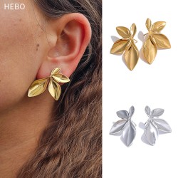 Flower Leaf Stainless Steel Earrings