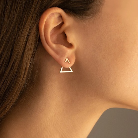 Detachable triangular stainless steel earrings