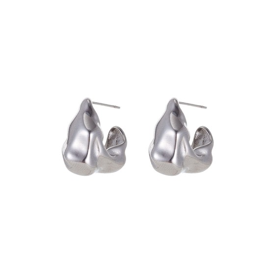 C-shaped stainless steel earrings