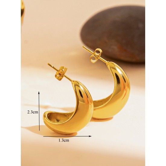 Moon shaped stainless steel earrings